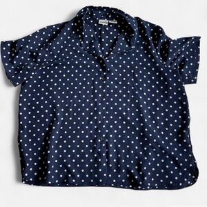 Liz Baker Dark Blue and White Polka Dot Blouse